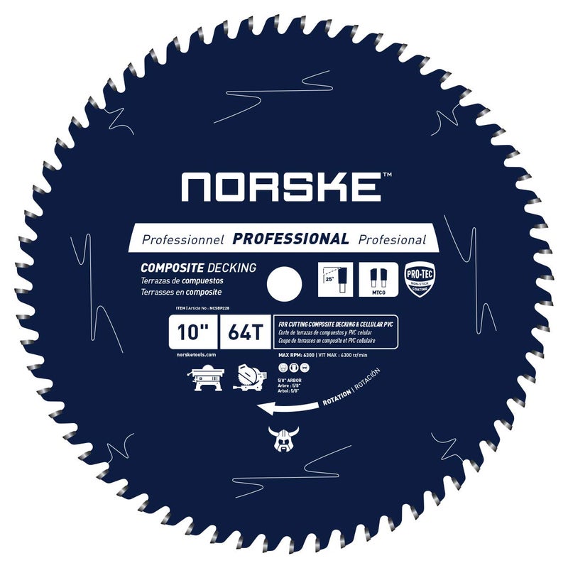 Norske منشار شفرة نرويجي أدوات NCSBP228 10 بوصة x 64T لتزيين المركب (تريكس) وتزيين الخيزران مع ثقب 5/8 بوصة من الفولاذ الياباني - Image 1